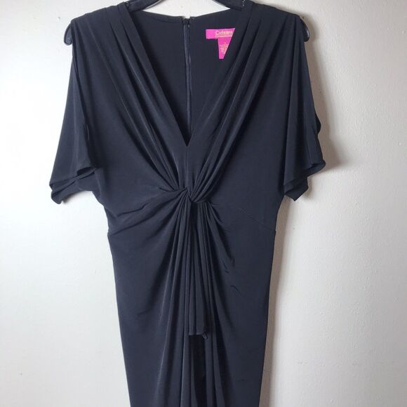 Catherine Malandrino Black Short Sleeve Cold Shoulder Twist Knot Dress Sz 8 NWT - Picture 3 of 9